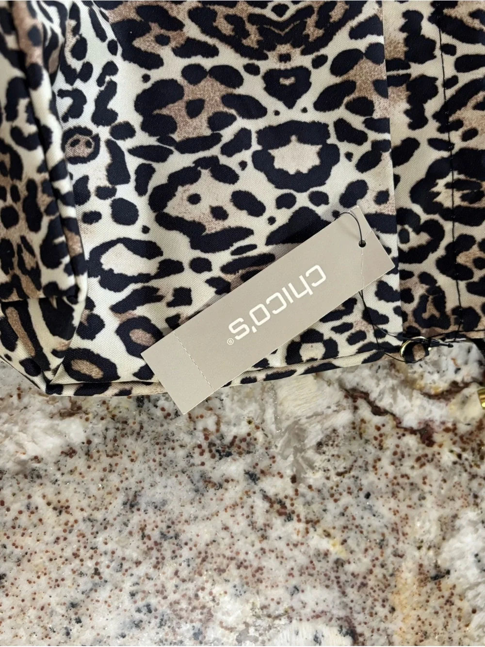 Chico's Leopard Print Cosmetic Pouch in Black and Brown